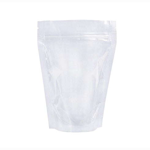 PABCK 100 Pack (Inside Size 4.25x5.24 inch) Clear Resealable Stand Up Bags Heat Seal Zipper Lock Reusable Storage Pouches for Zip Food Storage Loc...