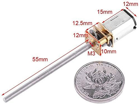 DC 6V Gear Motor High Electric with Long M355MM Screw Thread Output Shaft 30/60/100/150/200/300/400/500RPM (6V 30RMP)...