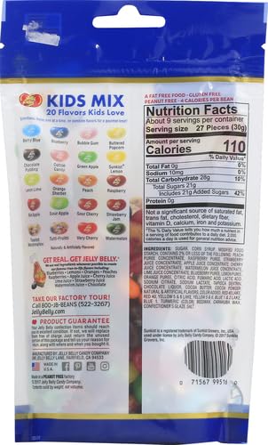 Jelly Belly Kids Mix Jelly Beans, Resealable 9.8 oz Pouch Bag - 20 Assorted Flavors that Kids Love - Kosher, Peanut Free Candy...