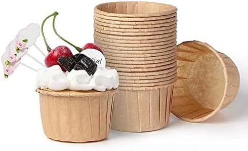 Parchment Brown Cupcake Liners 100pcs Standard Size, Muffin Baking Wrapping Packaging Cups,Holders Paper, Heavy Duty Greaseproof Wrappers for Wedd...