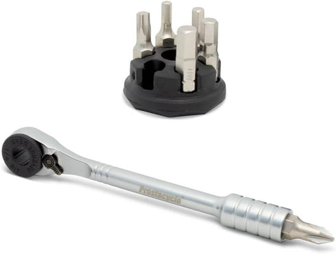 Prestacycle Prestaratchet Micro, Heavy-Duty Mini Ratchet & 1/4 Bits for Bike Repair & Maintenance, 40Nm Small Ratchet & Screwdriver with 6 Hex Bit...
