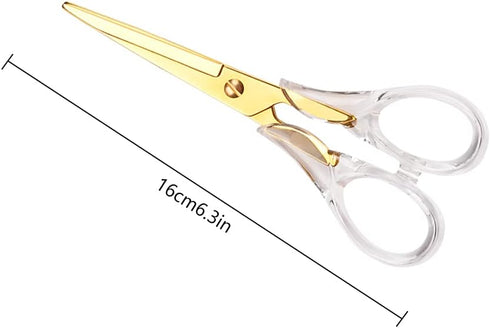Gold Scissors 6.3 ", Craft Scissors with Stainless Steel Blade with Acrylic Clear Handle, All Purpose Office Scissors for Teachers, Cutting Shears...