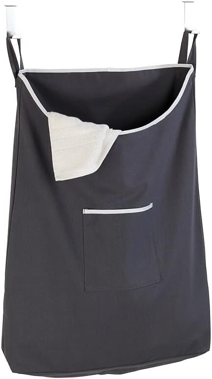 WENKO Laundry Hamper Bag Hanging, Over The Door Basket with Hooks, for Bathroom, Closet, Space Saving Storage, Wall mounted 3.94 x 20.47 x 31.89 i...