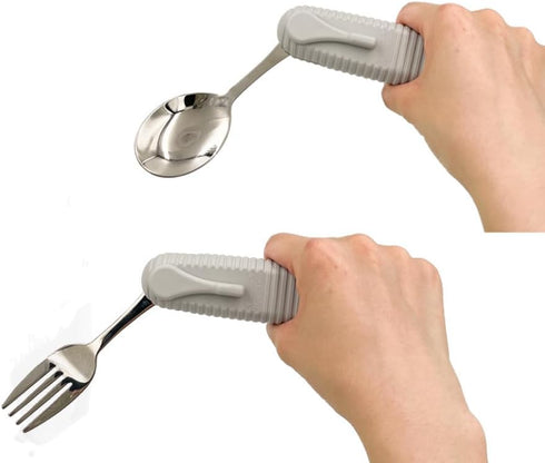 Adaptive Utensils Set, Angle Adjustable Arthritis Aid Silverware for Parkinsons, Hand Tremors, with Non-Slip Easy Grip Handle (4 Count (2 Spoon + ...