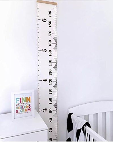 Kids Growth Chart, Wood Frame Fabric Canvas Height Measurement Ruler from Baby to Adult for Child's Room Decoration 7.9 x 79in (7.9 x 79in, White ...
