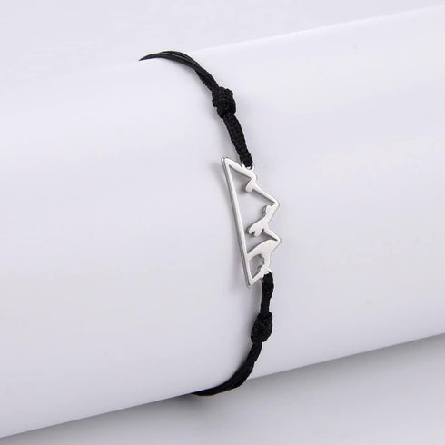 Mountain Range Double Rope Bracelet For Women Men Stainless Steel Fashion Hollow Out Style Mountain Range Double Layer Handmade Bracelet Nature Lo...