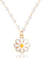 Daisy Flower Necklace White Pearl Necklaces for Women Girls Daisy Pendant Necklace Boho Sunflower Necklaces Pearl Chain Necklace for Women Flower ...