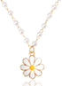 Daisy Flower Necklace White Pearl Necklaces for Women Girls Daisy Pendant Necklace Boho Sunflower Necklaces Pearl Chain Necklace for Women Flower ...