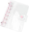 A7 Binder Cover Clear Pink A7 Binder Wallets 6 Ring Planner Binders Pockets Size Budget Binder Cover with Snap Button Closure for Loose-Leaf Folde...