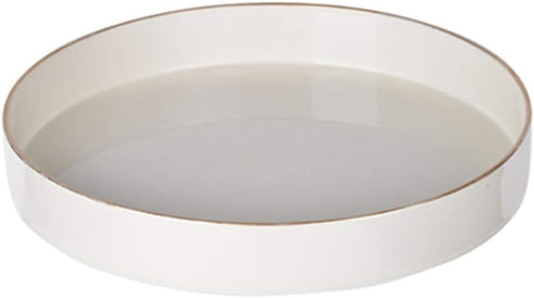 Benjara Sturdy Wooden Round Tray, White...