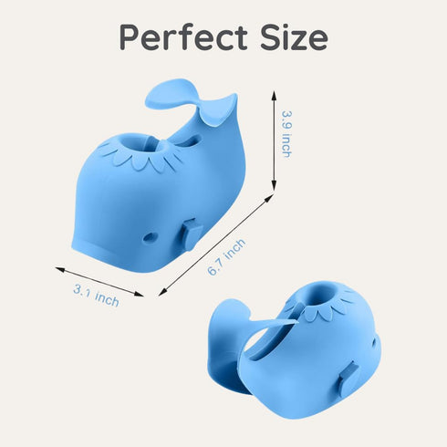 PandaEar Bath Spout Cover, Baby Bathtub Faucet Cover, Baby Shower Protector Cover for Kids Toddlers, Universal Fit -Whale (Blue)...