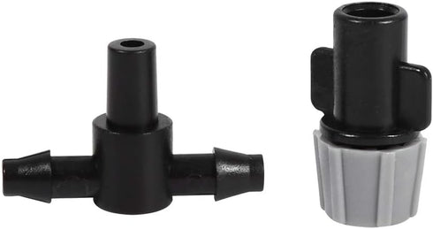 20pcs 3 Way Atomizing Nozzle, Adjustable Misting Drippers Connector Emitter Drip System with 4/7 Joint for Patio Lawn Greenhouse Vegetable Irrigat...