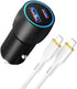 USB C Car Fast Charger Light up USB Cigarette Lighter Dual Fast Charging Adapter Car Charger Black...