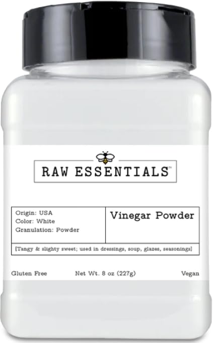 White Distilled Vinegar Powder - 8 oz - Gluten-Free, Vegan - Tangy and Slightly Sweet - Great in Dressings, Marinades, Glazes, Dry Rubs, Seasoning...