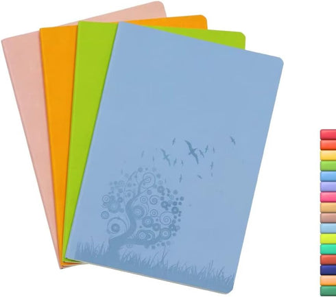 SINOBAND B6 4 Pack Pocket Size PU Leather Colorful Writing Notebook Journal Diary Notebook Daily Notepad Cute Travel Journal (Pack of 4, Random Co...