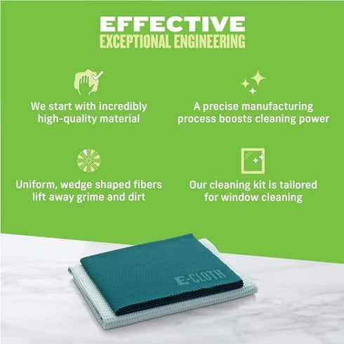 E-Cloth Window Cleaner Kit - Window and Glass Cleaning Cloth, Streak-Free Windows with just Water, Microfiber Towel Cleaning Kit for Windows, Car ...