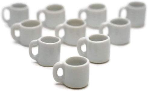10 White Gray Coffee Mug Tea Cup Appro Size 1.2 Cm Dollhouse Miniatures Food Kitchen...