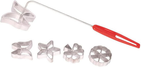 Rosette Set Waffle Molds 4 Design Butterfly Star Tree Wheel with Lifting Tool...
