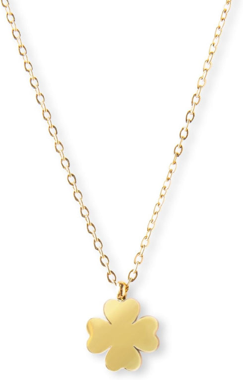Four Leaf Clover Necklace - 18K Gold Plated Cute Shamrock Necklaces, Unique Dainty Heart Jewelry, Lucky Charm Pendant For Girls, St Patricks Day G...