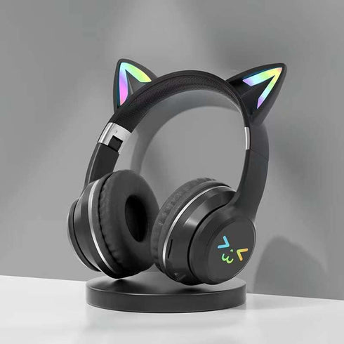 Wireless cat Ear Earphones, Video Game Bluetooth Earphones, Wireless Bluetooth 5.0, can be Used for Mobile Phones, Tablets and Other Devices, (Bla...