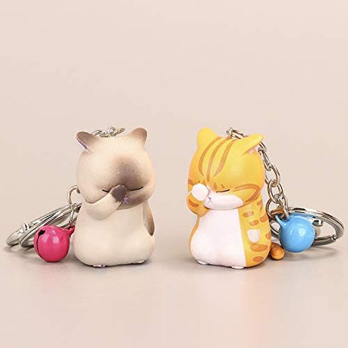 Lovely Cat Keyring - Cute Cats in Funny Poses Accessory, Cat Key Chain for Kitty Pet Owner Gift...