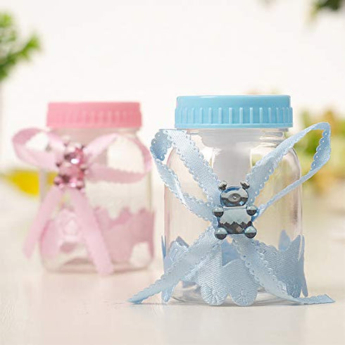 3.5 Inches Baby Bottle Shower Favor,Mini Plastic Candy Bottle,Baby Shower Supplies Boy Girl Newborn Baby Baptism Birthday Party Decor (2 Dozens, P...