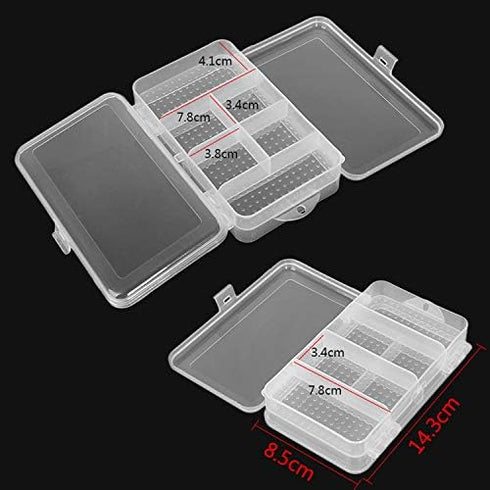 MUXSAM Double Sided Storage Organizer Container with Dividers, 1-Pack Jewelry Box Case 5.6x3.3in for Craft Beads Makeup Rings Earrings Necklace Fi...