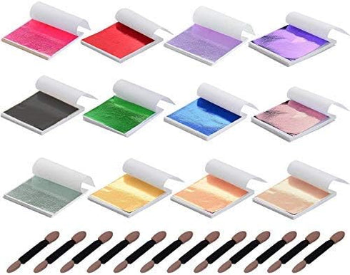 Y-Axis 12 Colors Gold Leaf Sheets Set 360 Sheets Imitation Hold Gold Leaf Leafing Sheets Foil Paper for Slime Nails Paintings...