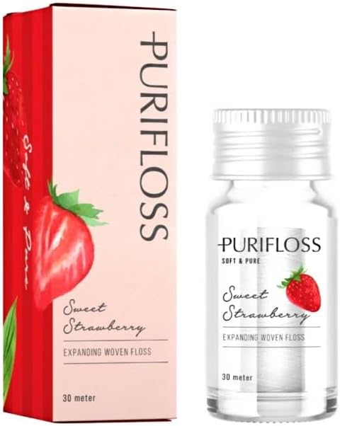 Premium Expanding Woven Dental Floss - PTFE & PFAS Free - Sweet Strawberry - Dentist Recommended - Kid Friendly - Vegan & Cruelty Free - 30yd...