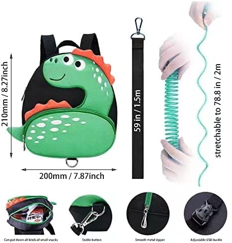 Toddler Backpack with Anti-Lost Harness Small Dinosaur Backpack Safety Leash for Boys and Girls Age 12-36 Months Old …...