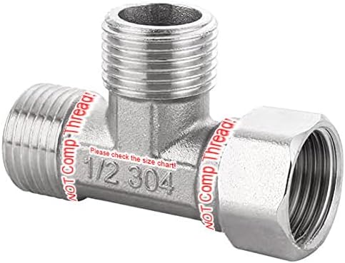 Beduan Stainless Steel 1/2" G 3 Way Diverter, Movable Cap Flexible Tee Connector for Angled Valve, Bidet, Sprayer, Shower Arm (All 3 way is 1/2 G ...