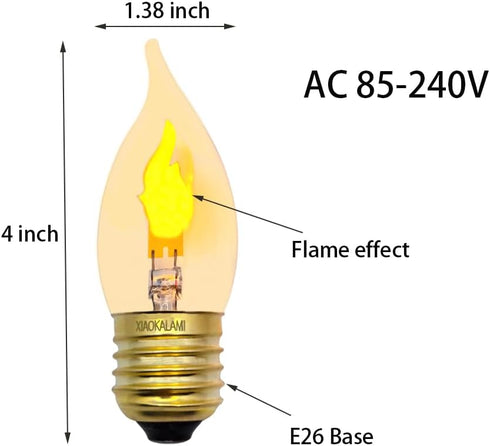 LED Flame Effect Light Bulb E26 Flickering Candle Light Bulbs Crystal Clear Candle Bulb for E26 Edison Base (Clear, C35(2pack))...