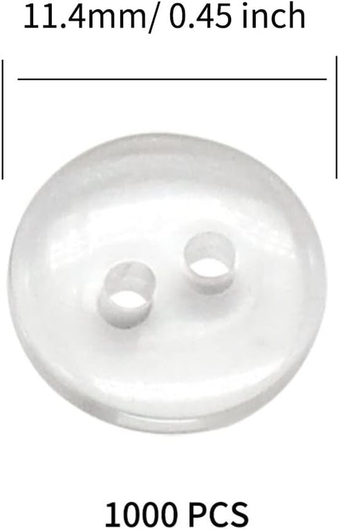 1000 Pieces Resin Buttons 2 Holes Sewing Flatback Button Round Craft Buttons for Sewing, Scrapbooking, DIY Project Sewing Buttons (11.4mm)...