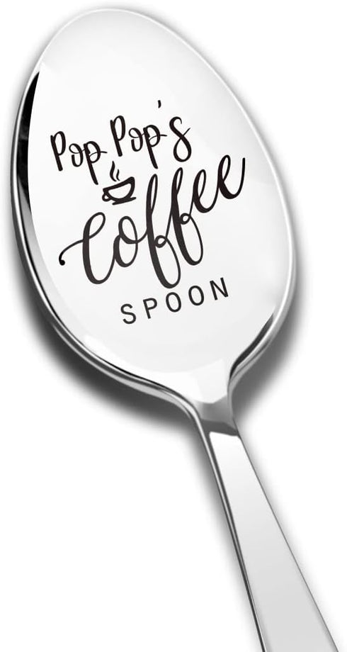 Pop Pop's Coffee Spoon Engraved Stainless Steel Funny, Papa Gifts, Best Teaspoon Coffee Spoon Gifts for Grandpa Dad Birthday Fathers Day Christmas...
