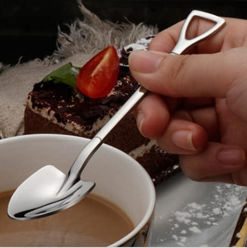 Dessert Spoon Set, 4 Pcs 6" Stainless Steel Spoons, Ice Cream Fruit Spoon for Home, Kitchen or Restaurant (Round Point Shovel 4 pcs)...
