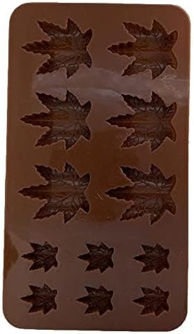 Silicone Leaf Mold, Gummy, For Muffins Cookie Chocolate Fondant Greenery Candy Polymer Clay Edible 1 Green and 1 Brown, 2 Molds (Candy Leaf)...