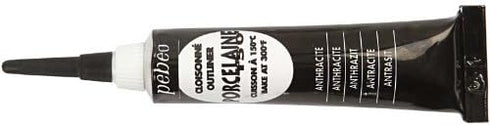 Pebeo Porcelaine 150, China Paint Outliner - Anthracite Black, 0.6 Fl Oz (Pack of 1) (036-006)...
