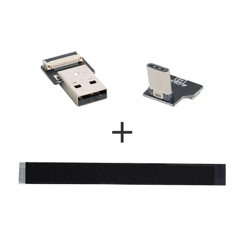 xiwai 2.0M Up Down Angled USB 2.0 Type-A Male to USB-C Type-C Male Data Flat Slim FPC Cable for FPV & Disk & Phone...