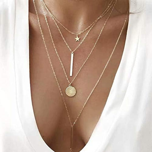 46 Pcs Gold Jewelry Set with 11Pcs Necklace, 11 Pcs anklet and 18 Pcs Earring Ear Cuff,6Hoop Earrings for Women Fashion Indie Costume Jewerly Pack...