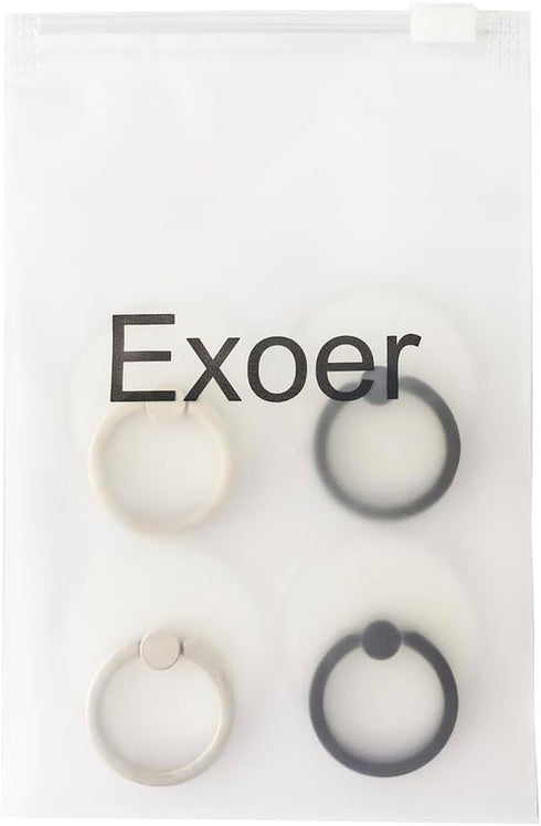 Transparent Cell Phone Ring Stand Holder Phone Ring Holder Finger Grip Loop Finger Ring Stand (2 Silver 2 Black (Round))(Exoer)...