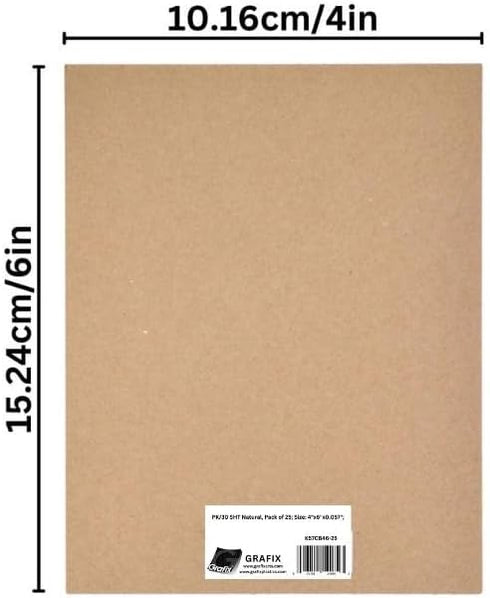 Grafix Medium Weight Chipboard – 4"x6", Natural Acid-Free 0.057” Sheets, Create Three-Dimensional Embellishments for Cards, Papercrafts, Mixed Med...