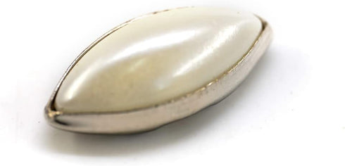 20 pcs Decorative Oval Faux Pearl Cross Hole Metal Base Sewing Buttons - 15x7mm - 5/8"...