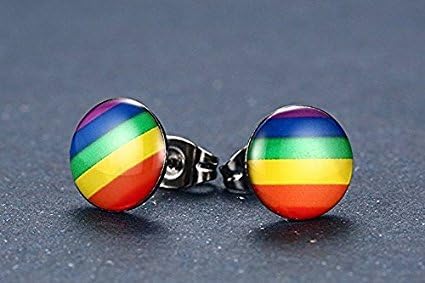 Stainless Steel Fashion Rainbow Ear Stud Earring for Gay & Lesbian Pride...