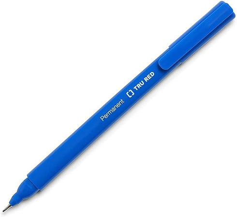 STAPLES TRU RED Permanent Markers Ultra Fine Tip Blue Dozen...