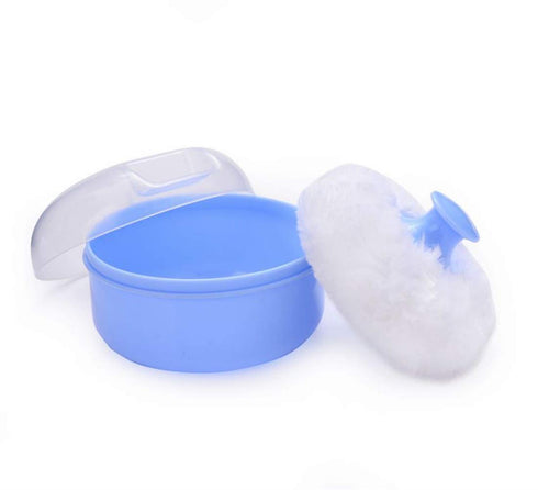 Pack of 2 Baby Body Cosmetic Powder Puff Sponge Box Case Container (Blue/Pink)...