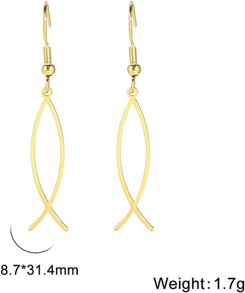 Earrings For Women Jesus Fish Faith Symbol Earrings Stainless Steel Chic Arc Fish Hook Earrings Christian Jewelry...