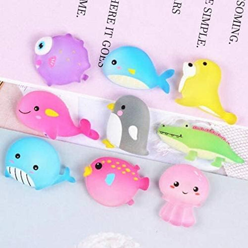 Halloluck 50 Pcs Ocean Animals Slime Charms Easter DIY Craft Making Resin Jewery Making Kit, Resin Flatback Slime Beads Making Supplies for DIY Sc...