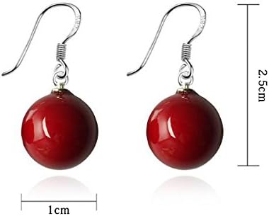 Lureme 10mm Perfect Round Red Natural Stone Silver Tone French Hook Drop Earrings for Women 02001504...