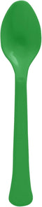 Festive Green Plastic Heavy Weight Spoons (20 Count) - Premium Disposable Plastic Cutlery, Perfect for Home Use and All Kinds of Occasions...