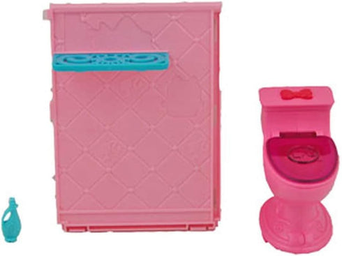 Replacement Parts for Barbie Dream House Playset - X7949 ~ Includes Pink Bathroom Shower Wall with Shelf, Toilet and Shampoo Bottle...